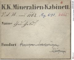 Etiketten zu Gold Gediegen (NHMW-MIN-Aq691)